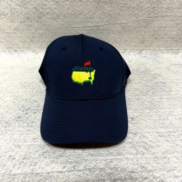 The Masters Official Golf Embroidered Performance Fitted Hat Blue Stretch Brim - Picture 1 of 7